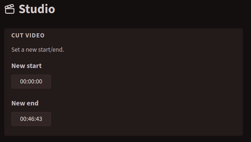 Peertube studio cut interface