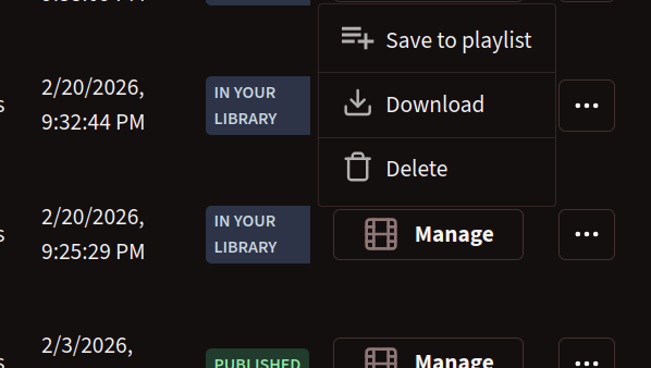 Peertube "Save to playlist